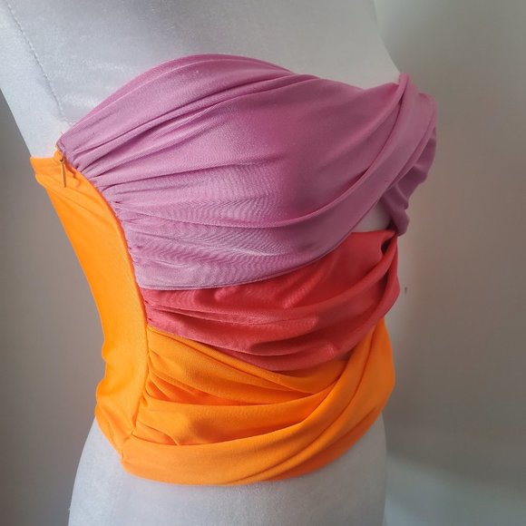 Cute Bandeau Tube Top Twisted Front Multi Colour Resortwear Beachy Poolside - Picture 8 of 8